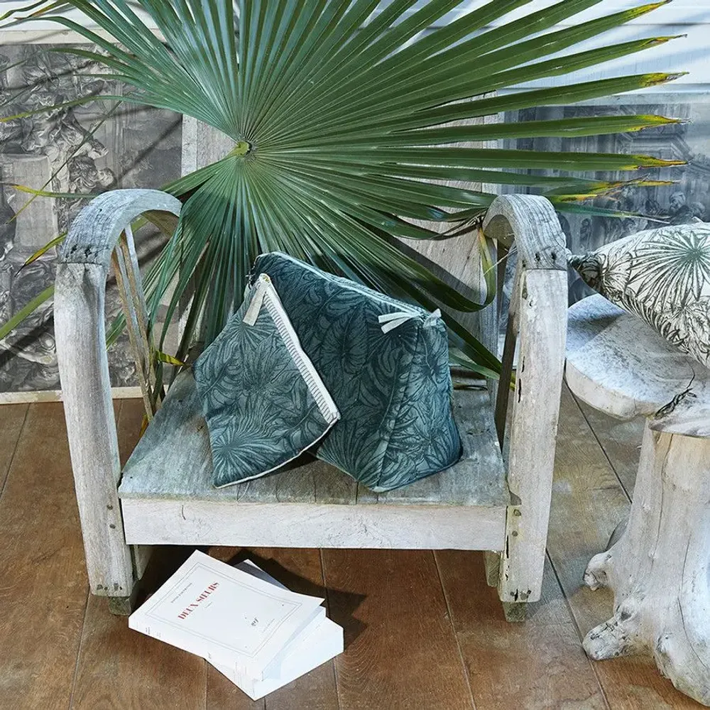 Fabric cushions - Goa Set Of 2 Clutch And Toilet Bags Xl Goa Celadon - EN FIL D'INDIENNE...