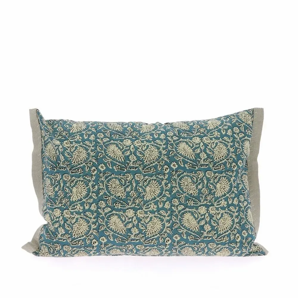 Curtains and window coverings - Indienne Cushion Cover 35X50 Cm Indienne Canard - EN FIL D'INDIENNE...