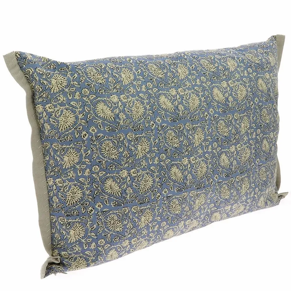 Coussins textile - INDIENNE Grande Housse de Coussin 50x75 cm INDIENNE DENIM - EN FIL D'INDIENNE...