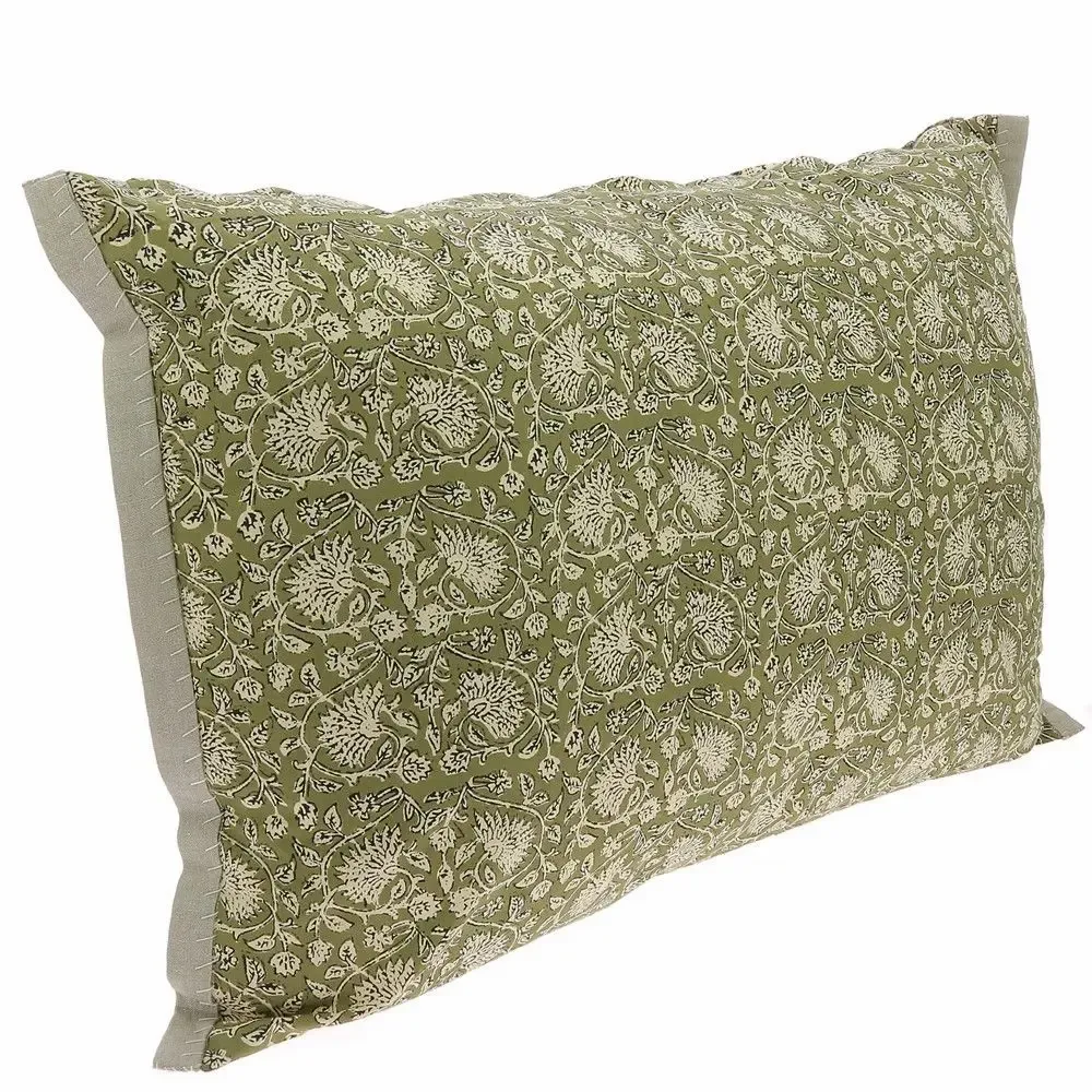 Linge de lit - INDIENNE Grande Housse de Coussin 50x75 cm INDIENNE KAKI - EN FIL D'INDIENNE...