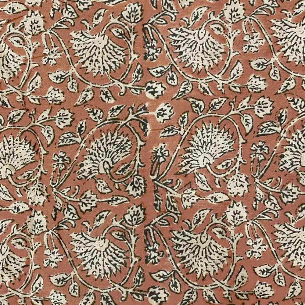 Rideaux et voilages - INDIENNE Tote Bag 38x40 cm INDIENNE TERRACOTTA FEUILLE - EN FIL D'INDIENNE...