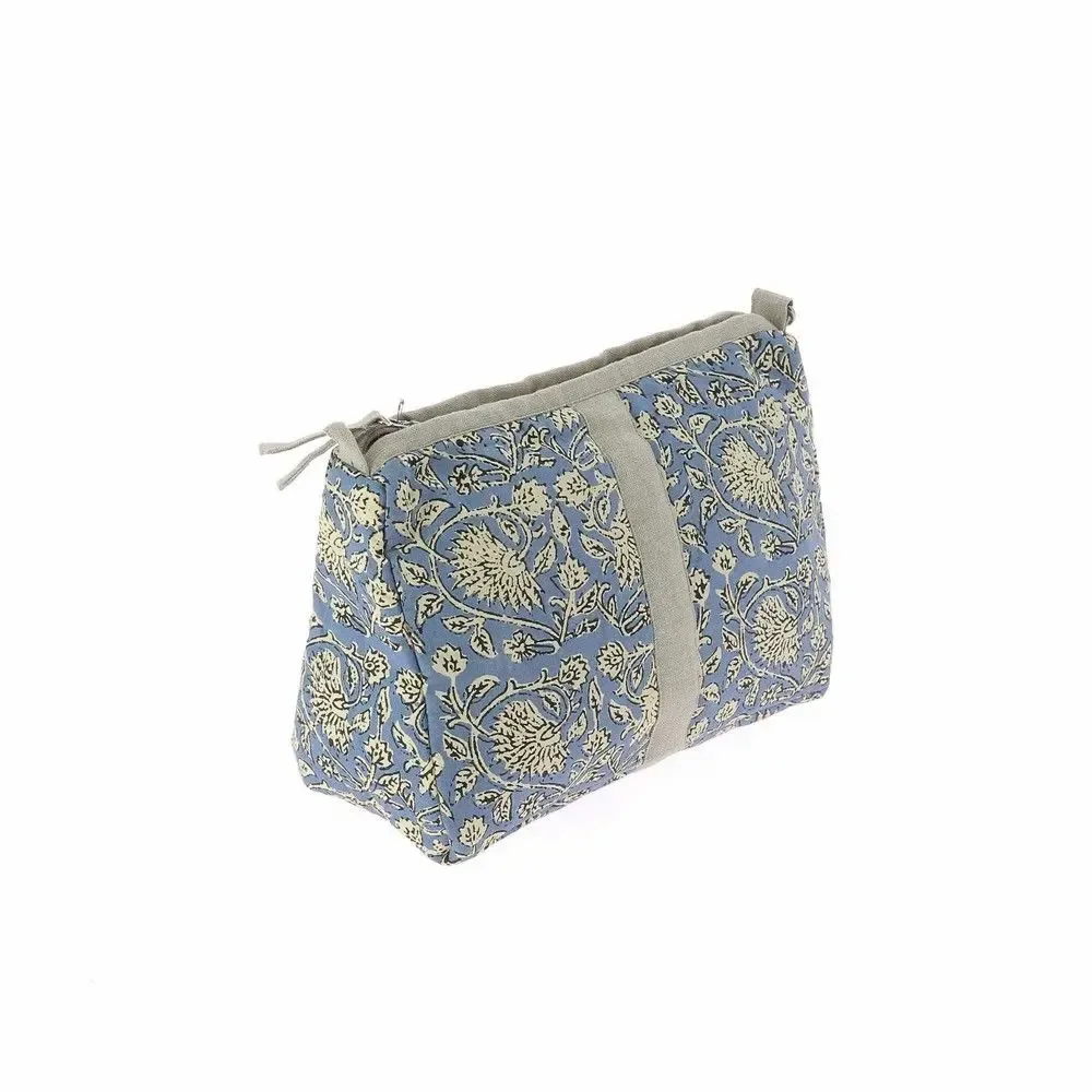 Coussins textile - INDIENNE Trousse de toilette 18X26X12 cm INDIENNE DENIM FEUILLE - EN FIL D'INDIENNE...