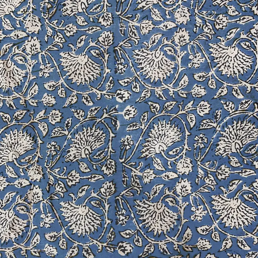 Rideaux et voilages - INDIENNE Tote Bag 38x40 cm INDIENNE DENIM FEUILLE - EN FIL D'INDIENNE...