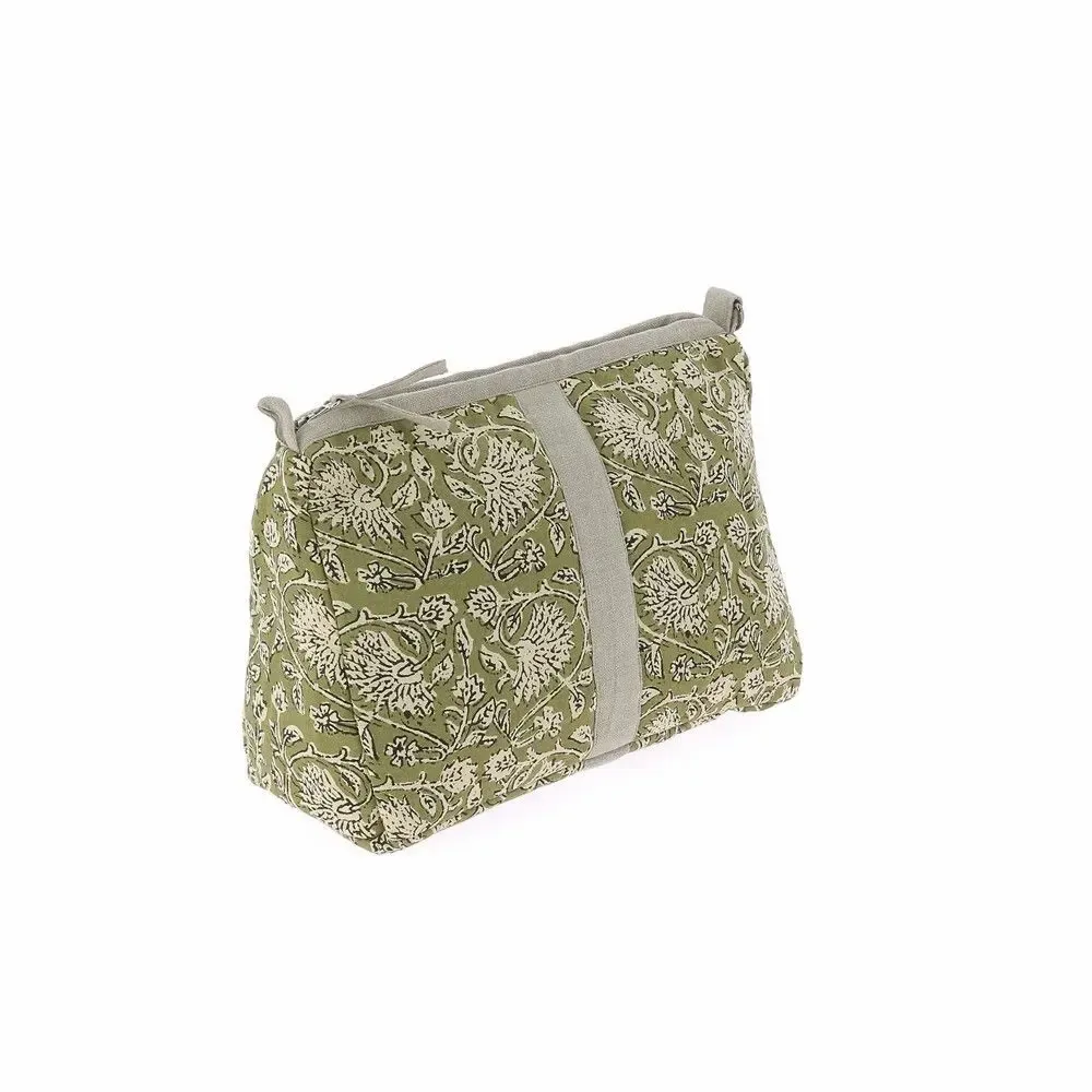 Fabric cushions - Indienne Vanity Clutch Xl 34X22X15 Cm Indienne Kaki Feuille - EN FIL D'INDIENNE...