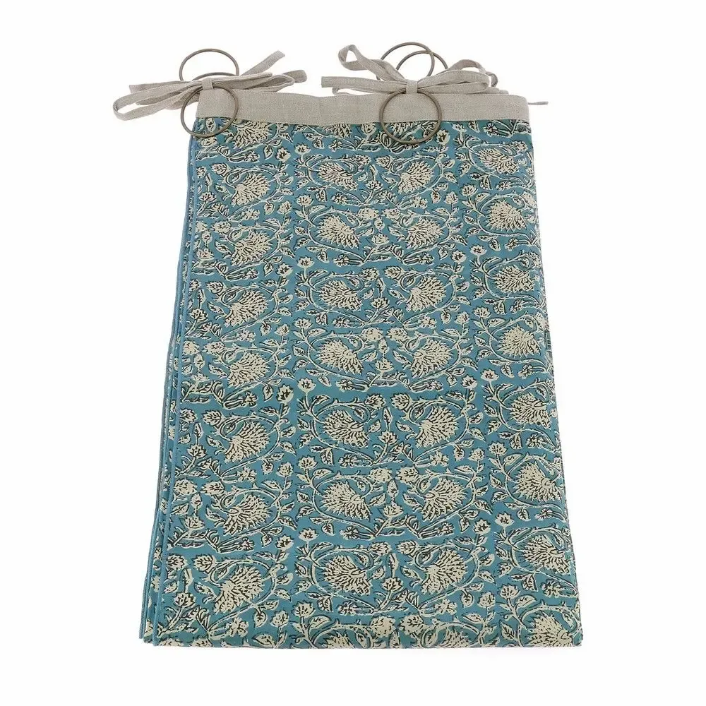 Linge de lit - INDIENNE Voilage 145x280 cm INDIENNE CANARD FEUILLE - EN FIL D'INDIENNE...