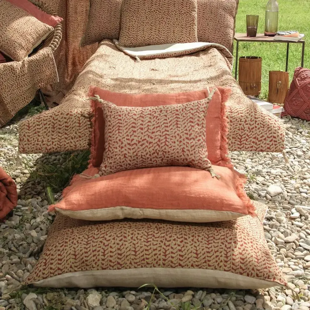 Coussins textile - LIERRE Housse de coussin 25x35 cm - EN FIL D'INDIENNE...