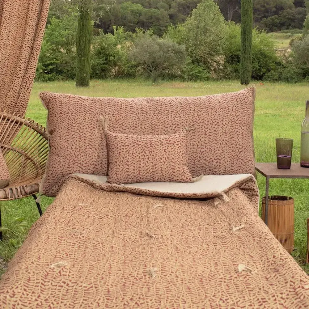 Coussins textile - LIERRE Housse de coussin 50x100 cm - EN FIL D'INDIENNE...