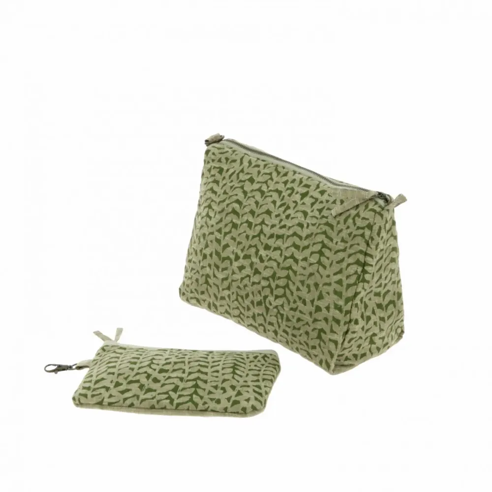 Rideaux et voilages - LIERRE Set de 2 Trousses plates et de toilette LIERRE OLIVE - EN FIL D'INDIENNE...