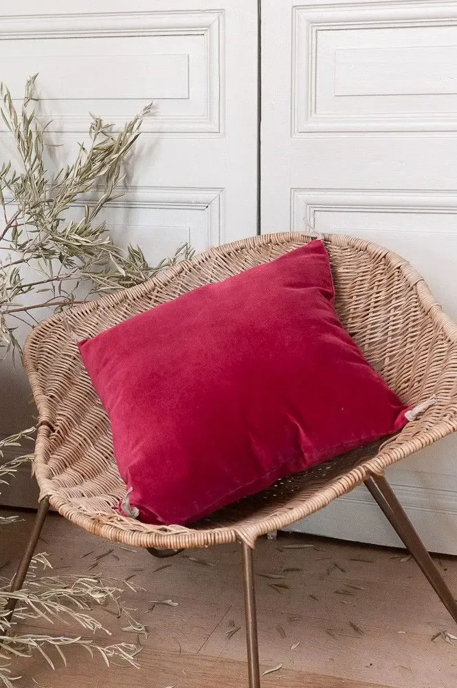 Coussins textile - LYRIC Housse de Coussin 45x45 cm TERRE ROUGE - EN FIL D'INDIENNE...