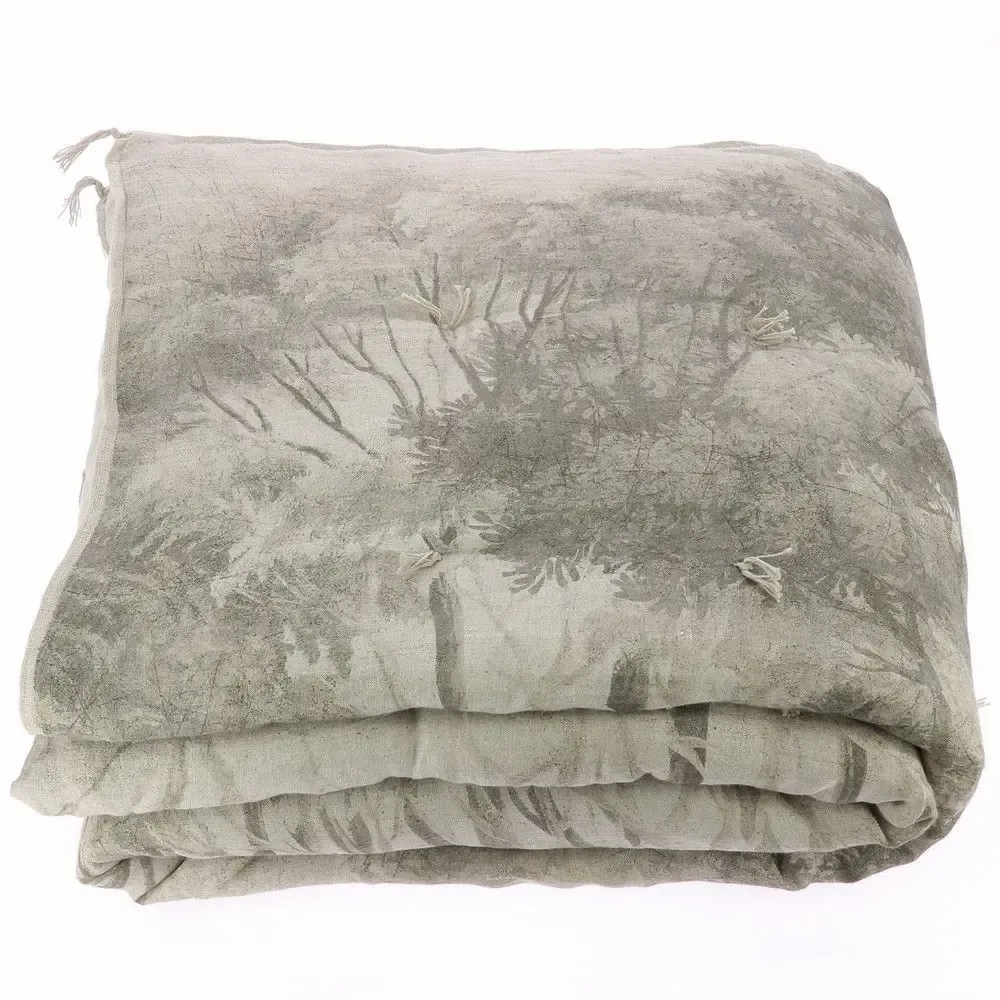 Rideaux et voilages - MANOSQUE Chemin de Lit 90x200 cm imprimé monochrome Ananbô GRISAILLE - EN FIL D'INDIENNE...