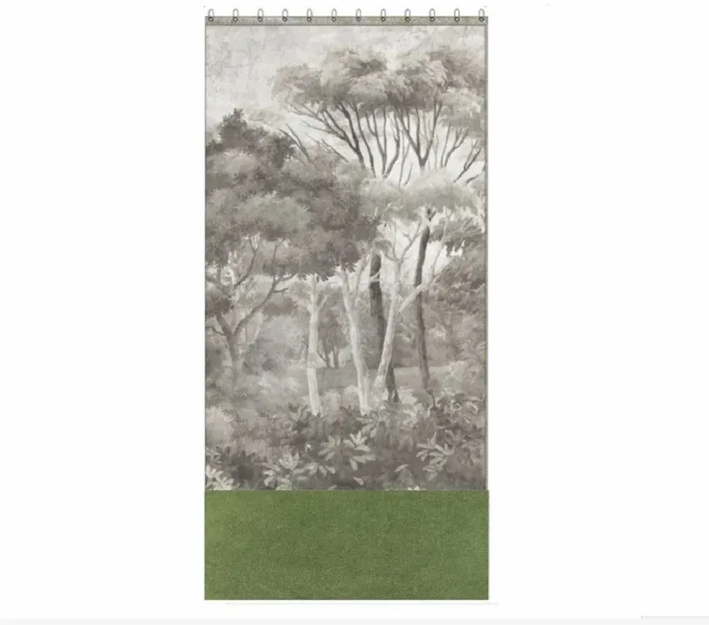 Rideaux et voilages - MANOSQUE rideau n°2 Duo en lin imprimé MONOCHROME Ananbô velours AVOCAT 140x280 - EN FIL D'INDIENNE...