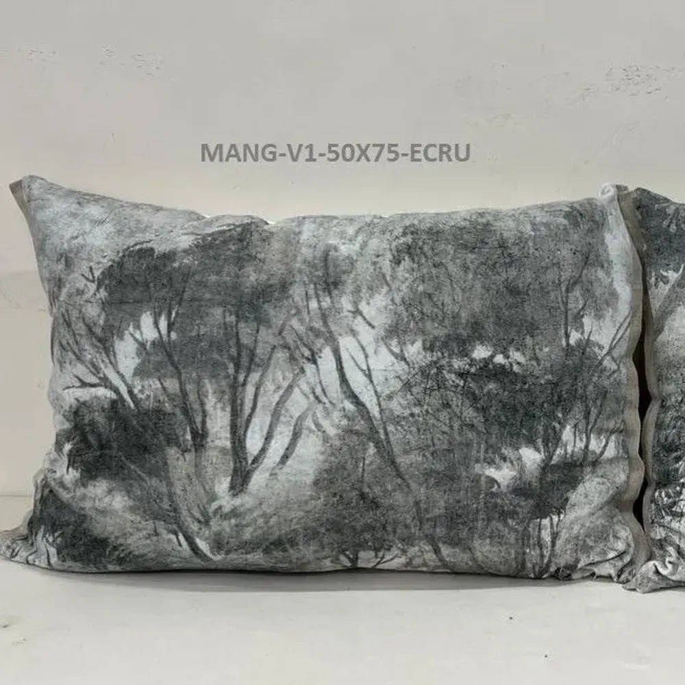 Coussins textile - MANOSQUE coussin 50x75cm housse velours imprimé monochrome Ananbô N°1 MANOSQUE E - EN FIL D'INDIENNE...