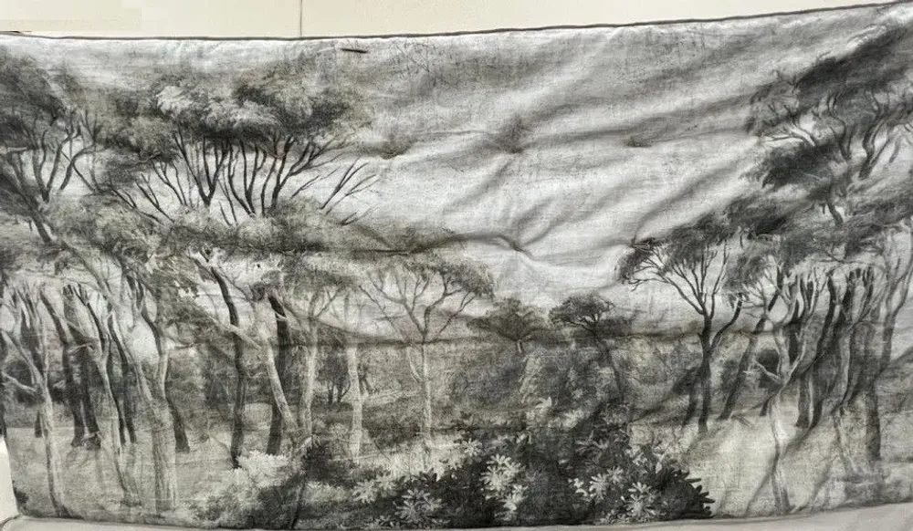 Linge de lit - MANOSQUE Chemin de lit velours 90x200cm imprimé monochrome Ananbô MANOSQUE ECRU - EN FIL D'INDIENNE...