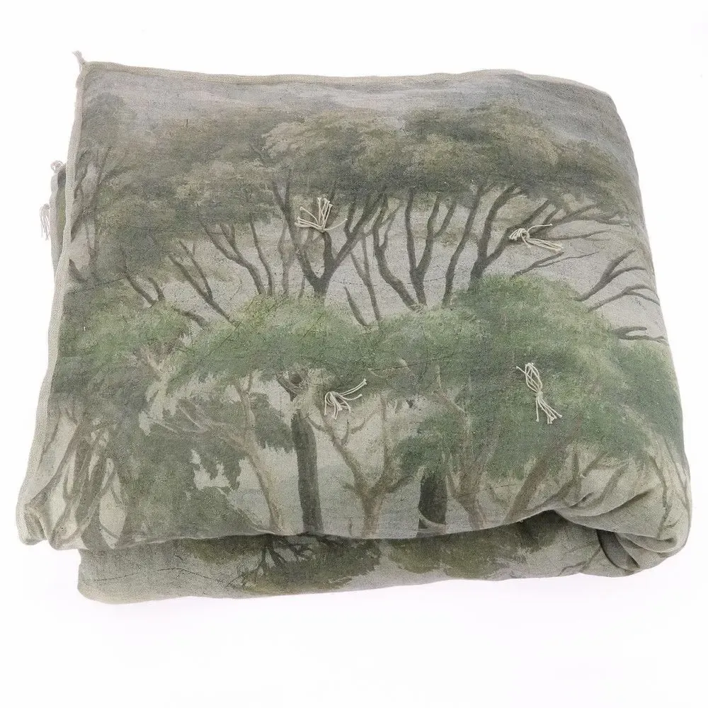 Throw blankets - MANOSQUE Bed Runner 90x200 cm printed Ananbô CELADON - EN FIL D'INDIENNE...