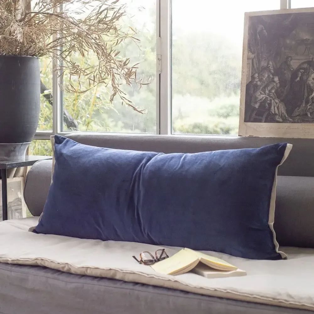 Fabric cushions - Medicis Cushion Cover 45X100 Cm Medicis Marine - EN FIL D'INDIENNE...