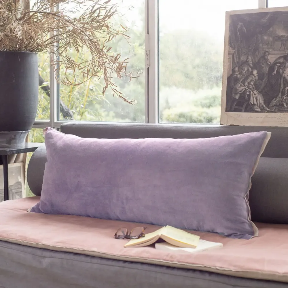 Fabric cushions - Medicis Cushion Cover 45X100 Cm Medicis Mauve - EN FIL D'INDIENNE...