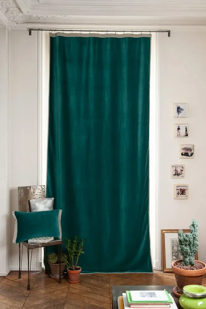 Curtains and window coverings - MEDICIS CANARD cotton velvet blackout curtain 130x280cm - EN FIL D'INDIENNE...