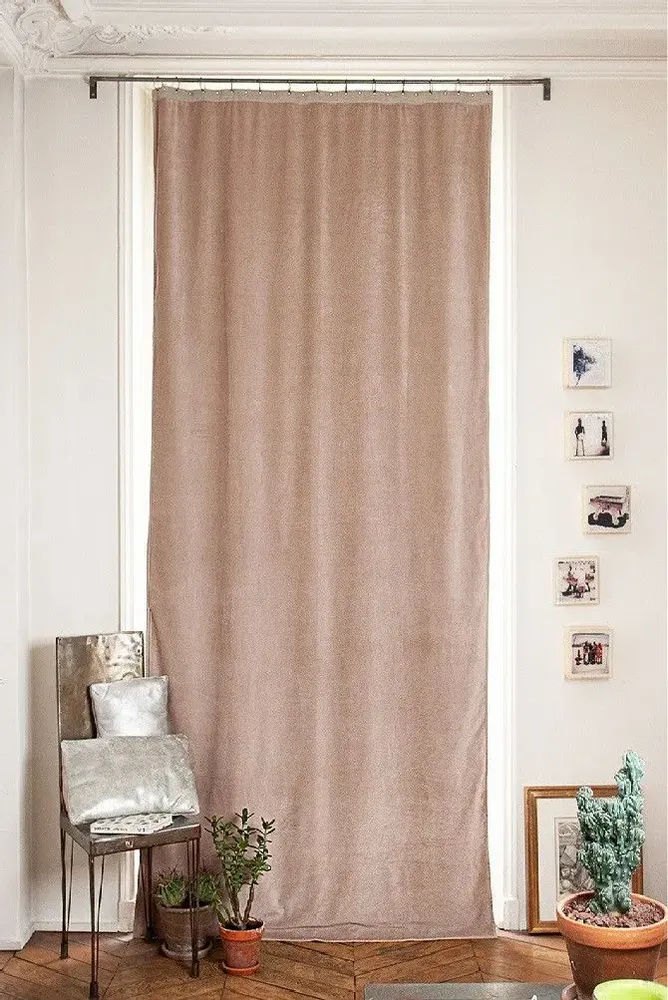 Rideaux et voilages - MEDICIS rideau occultant en velours de coton 130x280cm SABLE - EN FIL D'INDIENNE...