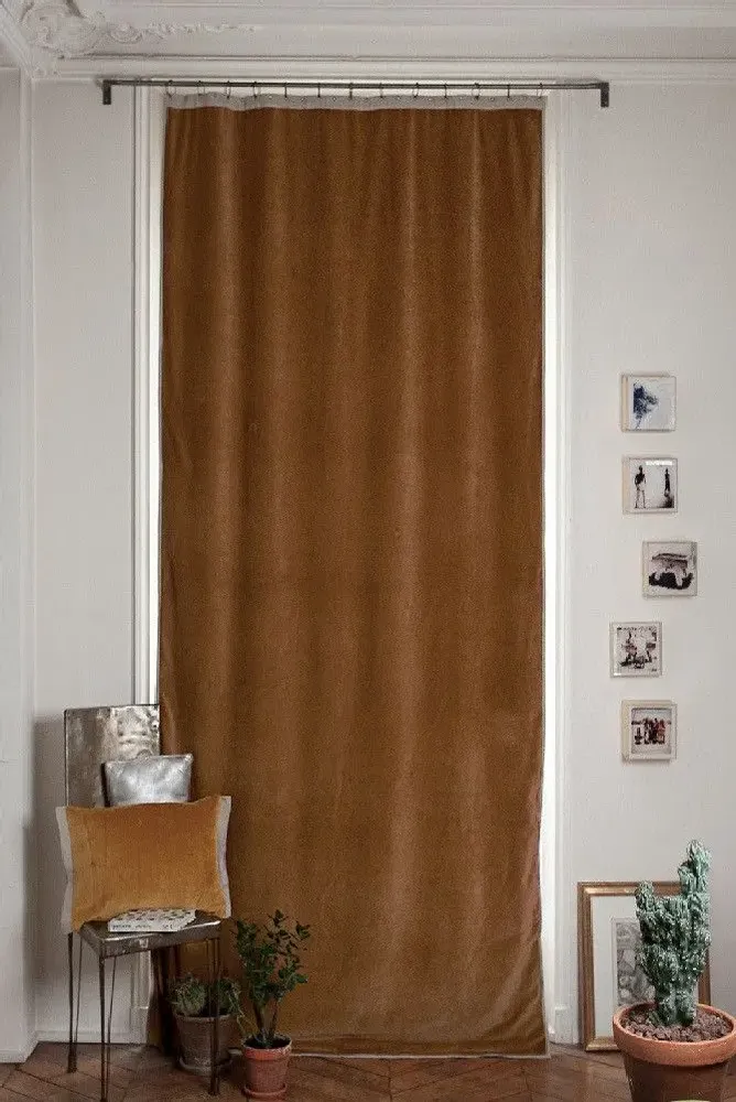 Rideaux et voilages - MEDICIS rideau occultant en velours de coton130x280cm TAUPE - EN FIL D'INDIENNE...