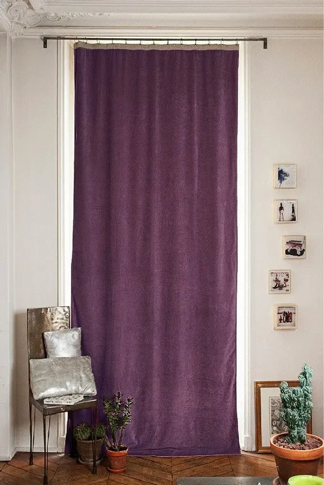 Curtains and window coverings - MEDICIS cotton velvet blackout curtain 130x280cm VIOLET - EN FIL D'INDIENNE...