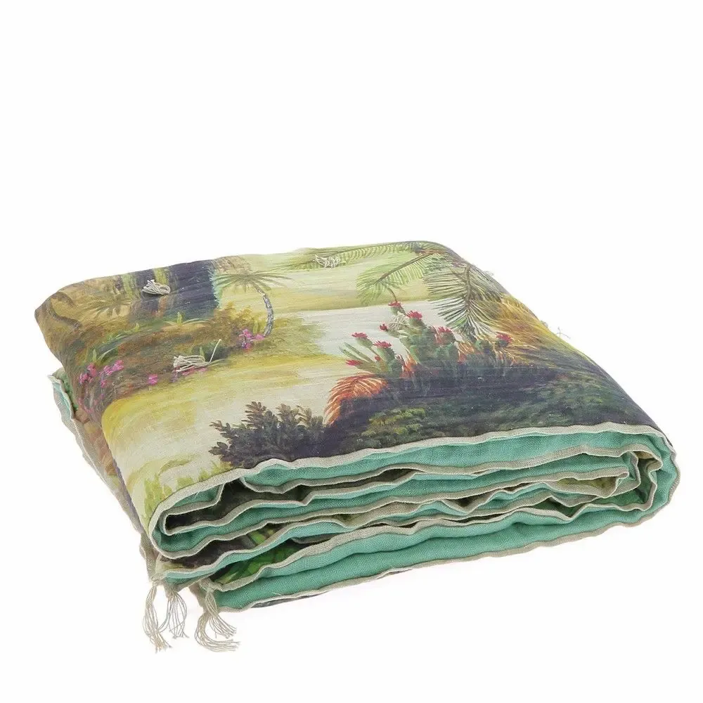 Linge de lit - ORENOQUE chemin de lit 90x200cm imprimé Ananbô ORENOQUE CELADON - EN FIL D'INDIENNE...