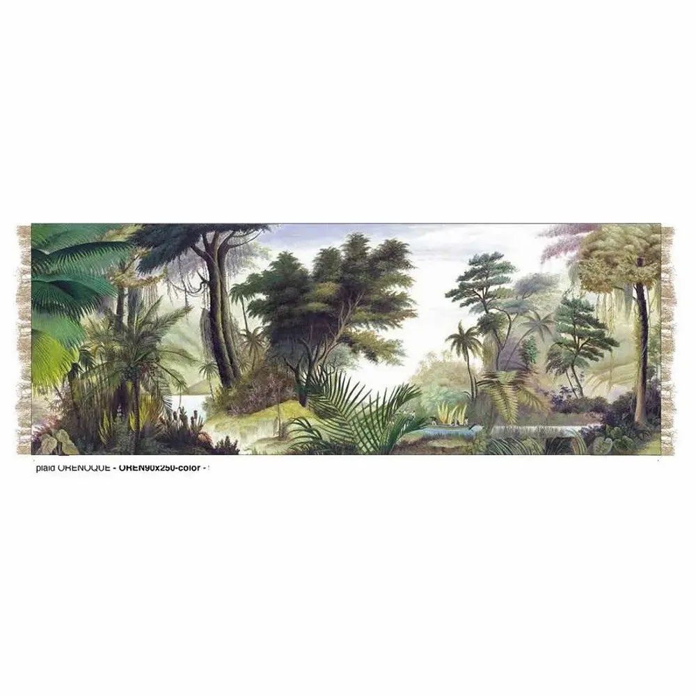 Linge de lit - ORENOQUE Jeté 90x250cm lin imprimé Ananbô multicolore ORENOQUE MULTICOLOR - EN FIL D'INDIENNE...