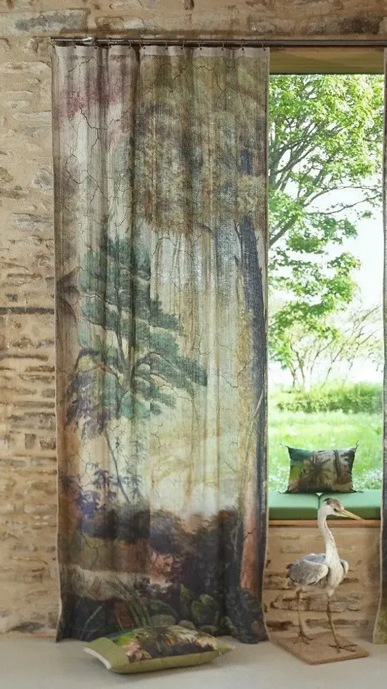 Rideaux et voilages - ORENOQUE Voilage N°1 - Panneau de gauche en double voile imprimé Ananbô 140x280 - EN FIL D'INDIENNE...