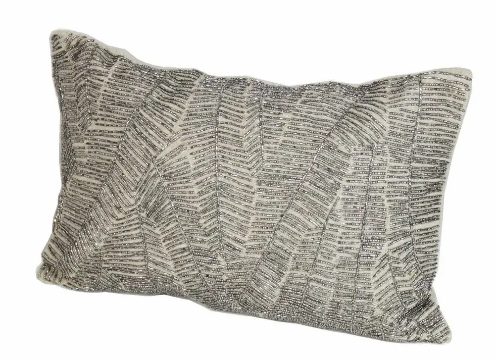 Coussins textile - PALME  Housse de coussin 30x45 cm ARGENT - EN FIL D'INDIENNE...