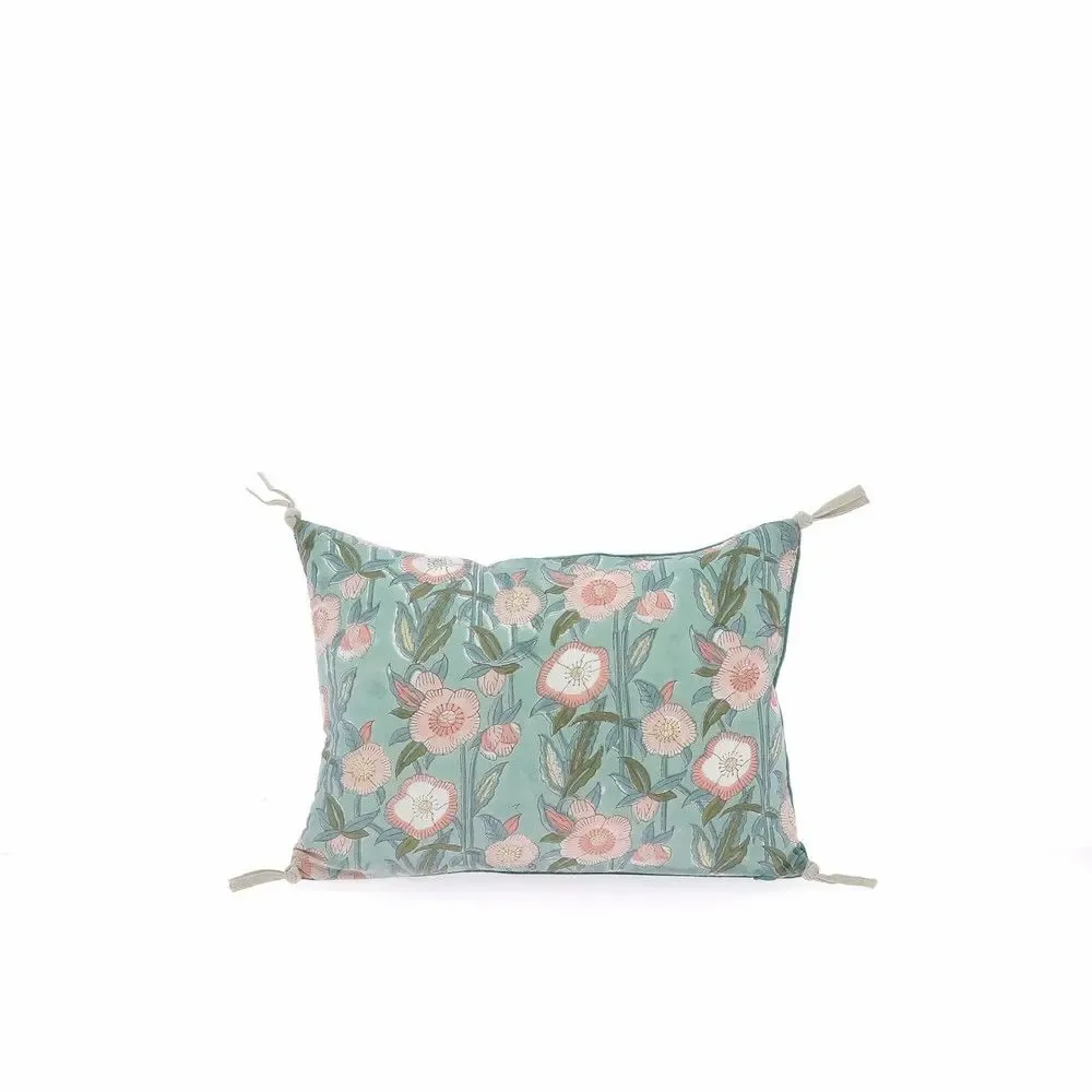 Coussins textile - PENSEE Eté  Housse de coussin 25x35 cm PENSEES COTON CELADON - EN FIL D'INDIENNE...