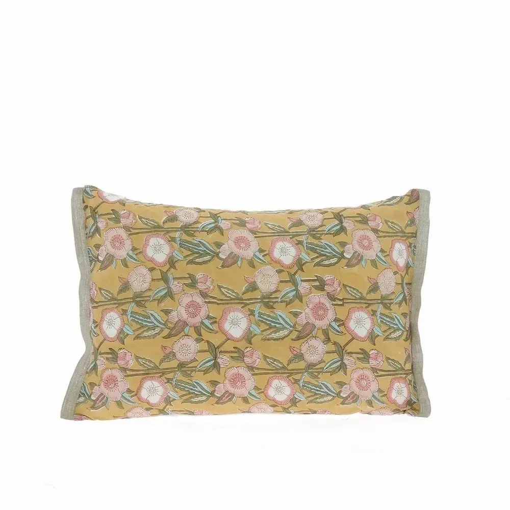 Fabric cushions - Pensee Summer Cushion Cover 35X50 Cm Pensees Coton Ocre - EN FIL D'INDIENNE...