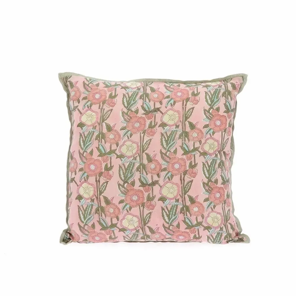 Coussins textile - PENSEE Eté  Housse de coussin 45x45 cm PENSEES COTON POUDRE - EN FIL D'INDIENNE...