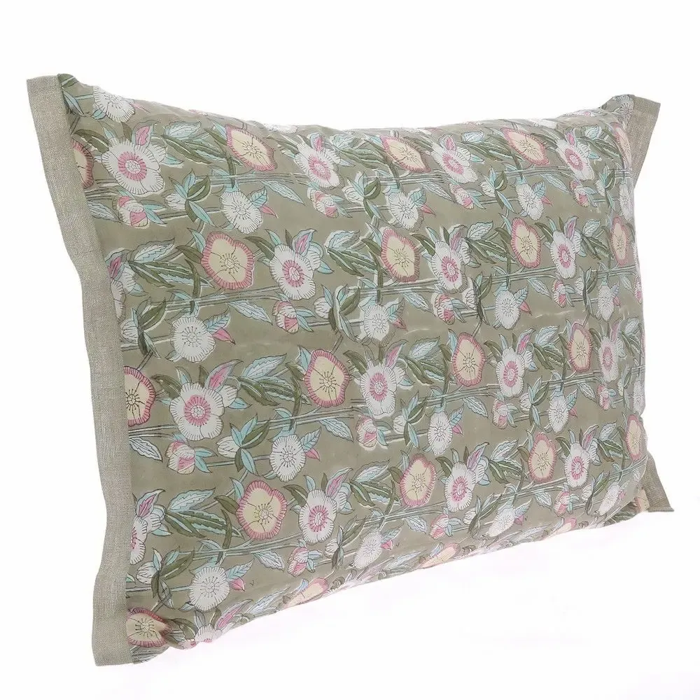 Fabric cushions - Pensee Summer Cushion Cover 50X75 Cm Pensees Coton Gris - EN FIL D'INDIENNE...