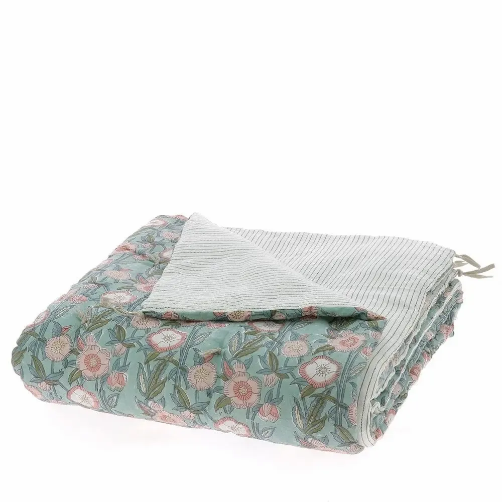 Bed linens - Pensee Summer Bed End 90X200 Cm Pensees Coton Celadon - EN FIL D'INDIENNE...