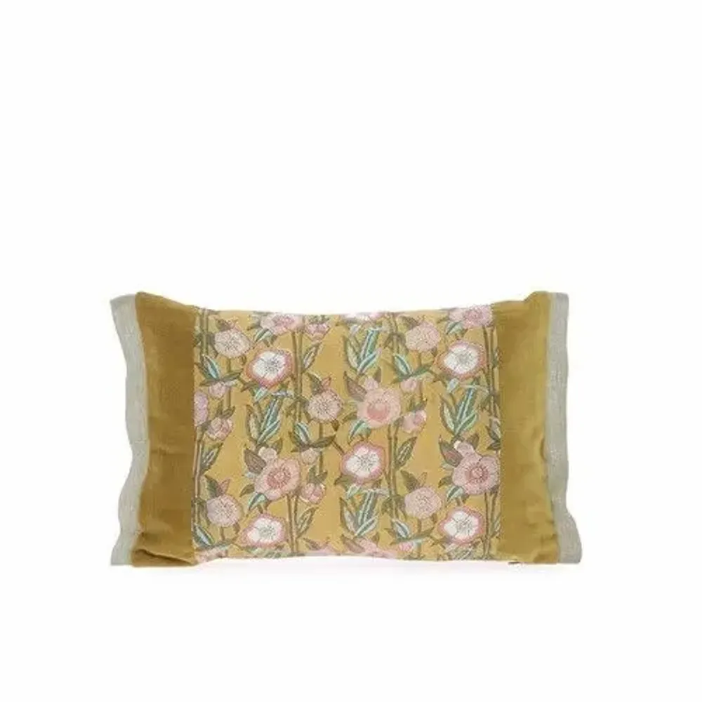 Coussins textile - PENSEE VELOURS  Housse de coussin 30x45 cm PENSEES VELOURS TABAC - EN FIL D'INDIENNE...