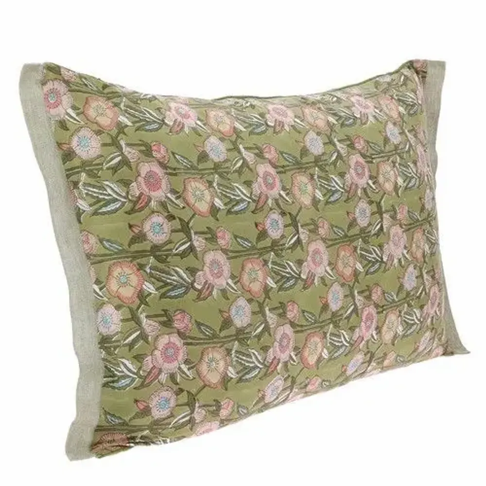 Coussins textile - PENSEE VELOURS  Housse de coussin 50x75 cm PENSEES VELOURS AVOCAT - EN FIL D'INDIENNE...