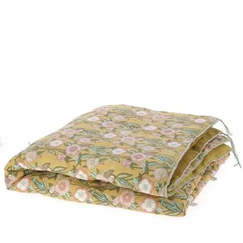 Linge de lit - PENSEE VELOURS Bout de lit 90x200 cm PENSEES TABAC - EN FIL D'INDIENNE...