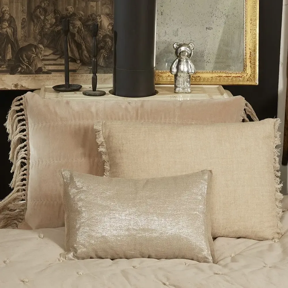 Fabric cushions - Platine Cushion Cover 30X45 Cm Platine Lin - EN FIL D'INDIENNE...