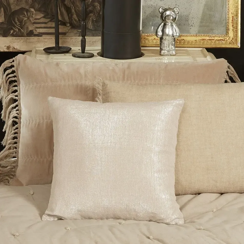 Fabric cushions - Platine Cushion Cover 35X50 Cm Platine Ecru - EN FIL D'INDIENNE...