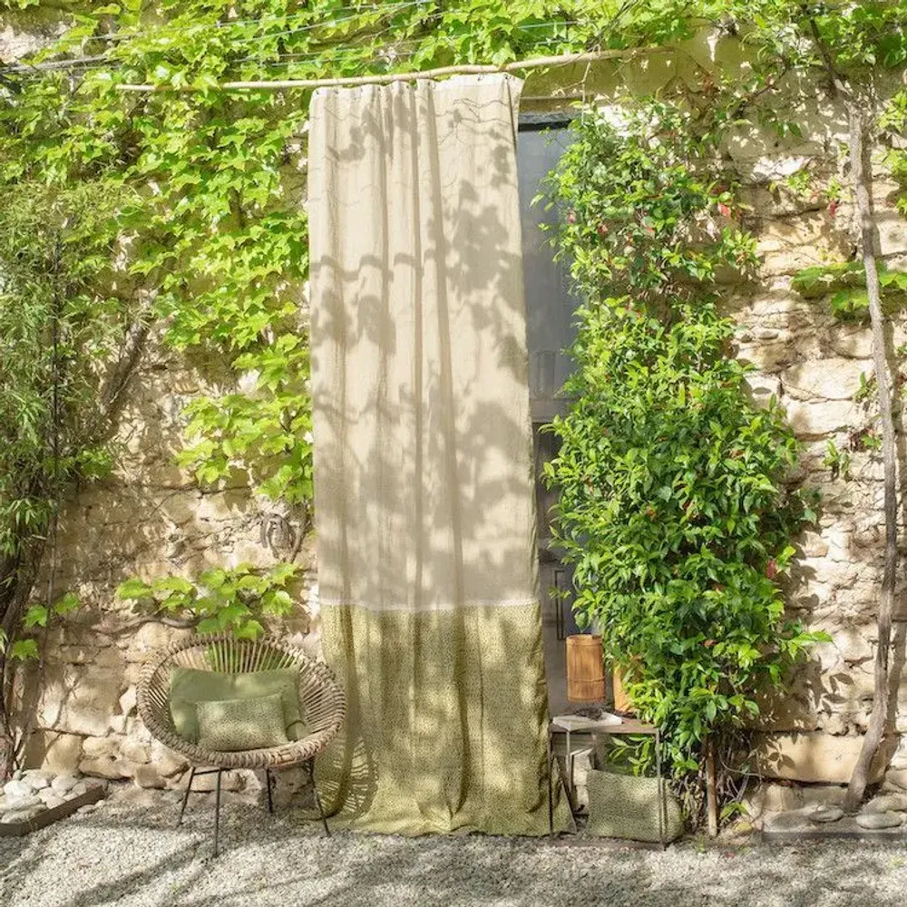 Rideaux et voilages - LIERRE  Rideau Duo 140x300 cm LIERRE OLIVE - EN FIL D'INDIENNE...