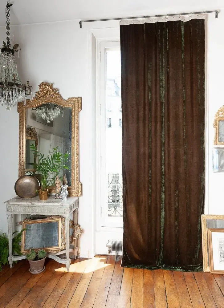 Curtains and window coverings - FORTUNA Curtain 110x300 cm BLACK OLIVE - EN FIL D'INDIENNE...