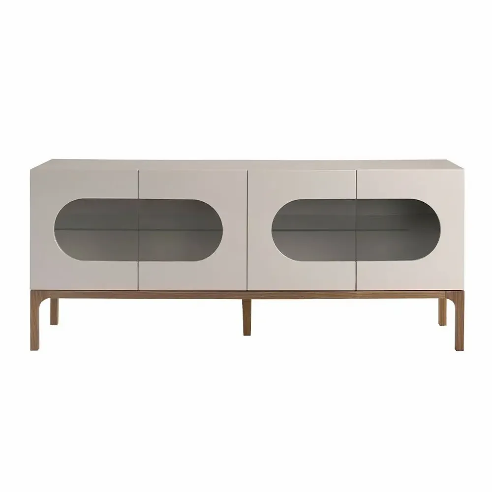 Sideboards - Gray and walnut wood sideboard with interior lighting - ANGEL CERDÁ