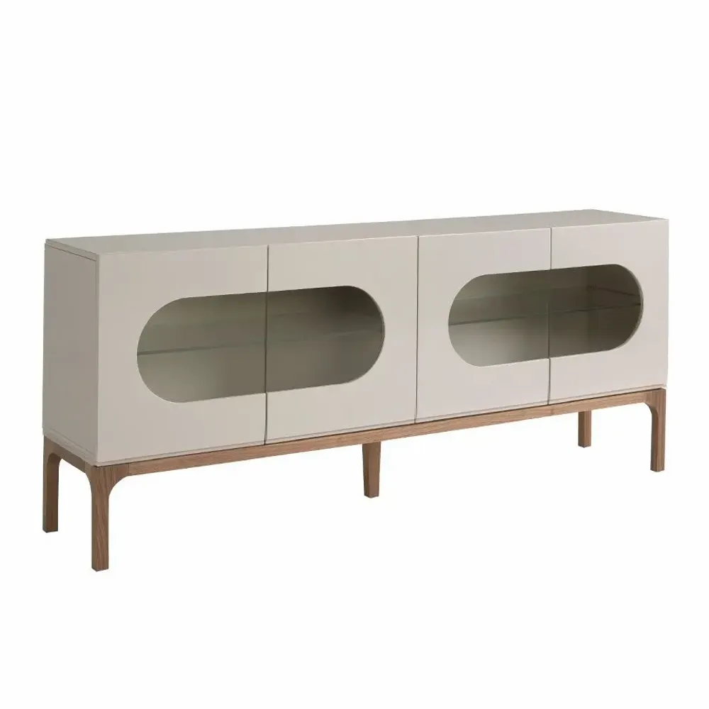 Sideboards - Gray and walnut wood sideboard with interior lighting - ANGEL CERDÁ