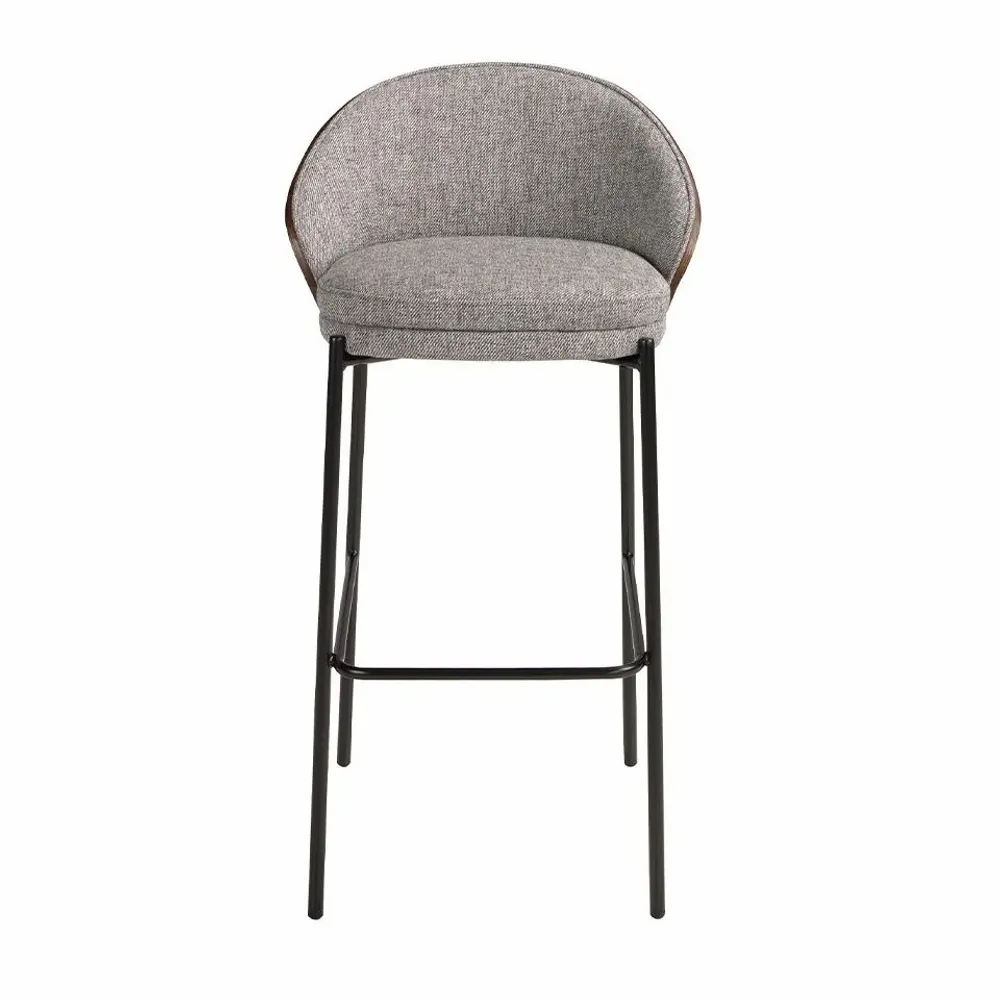 Chaises - Tabouret en tissu gris et noyer - ANGEL CERDÁ