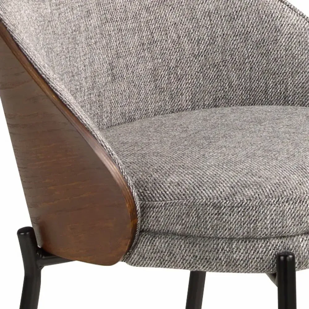 Chaises - Tabouret en tissu gris et noyer - ANGEL CERDÁ