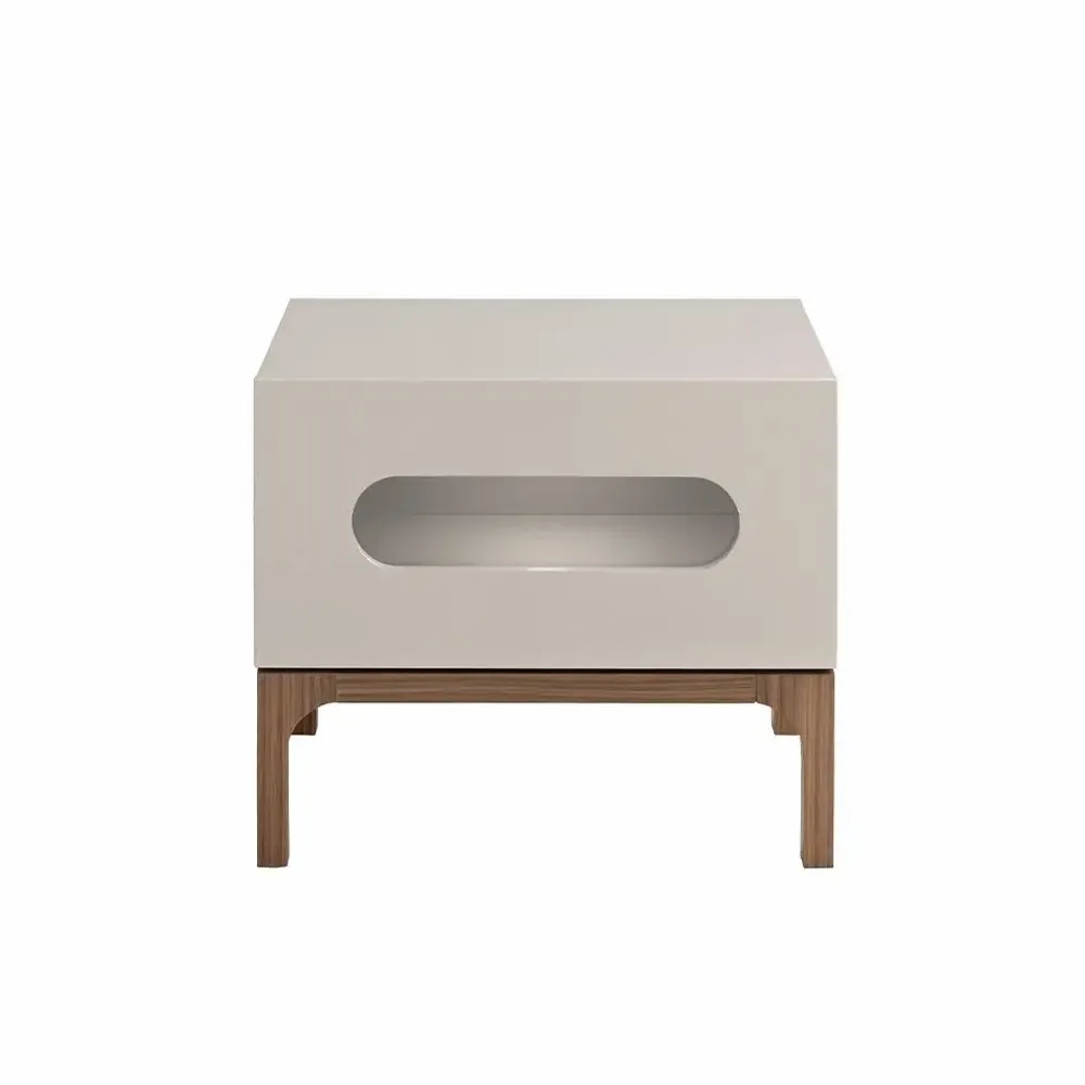 Tables de nuit - Table de chevet en bois gris et noyer avec éclairage intérieur - ANGEL CERDÁ