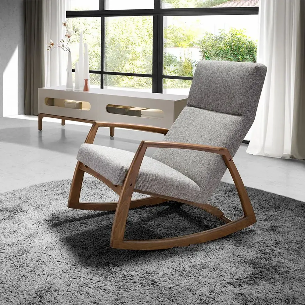 Armchairs - Grey fabric rocking armchair - ANGEL CERDÁ