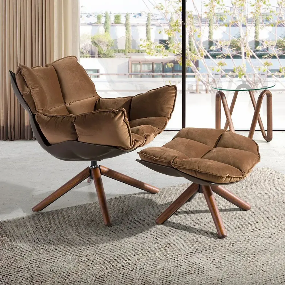 Fauteuils - Fauteuil pivotant velours marron - ANGEL CERDÁ