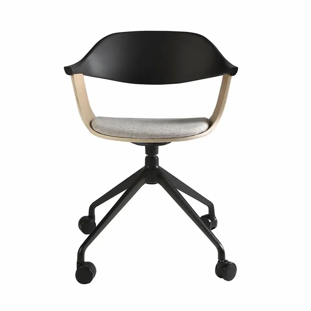 Mobilier et rangements pour bureau - Chaise de bureau pivotante en tissu gris clair et pvc noir - ANGEL CERDÁ