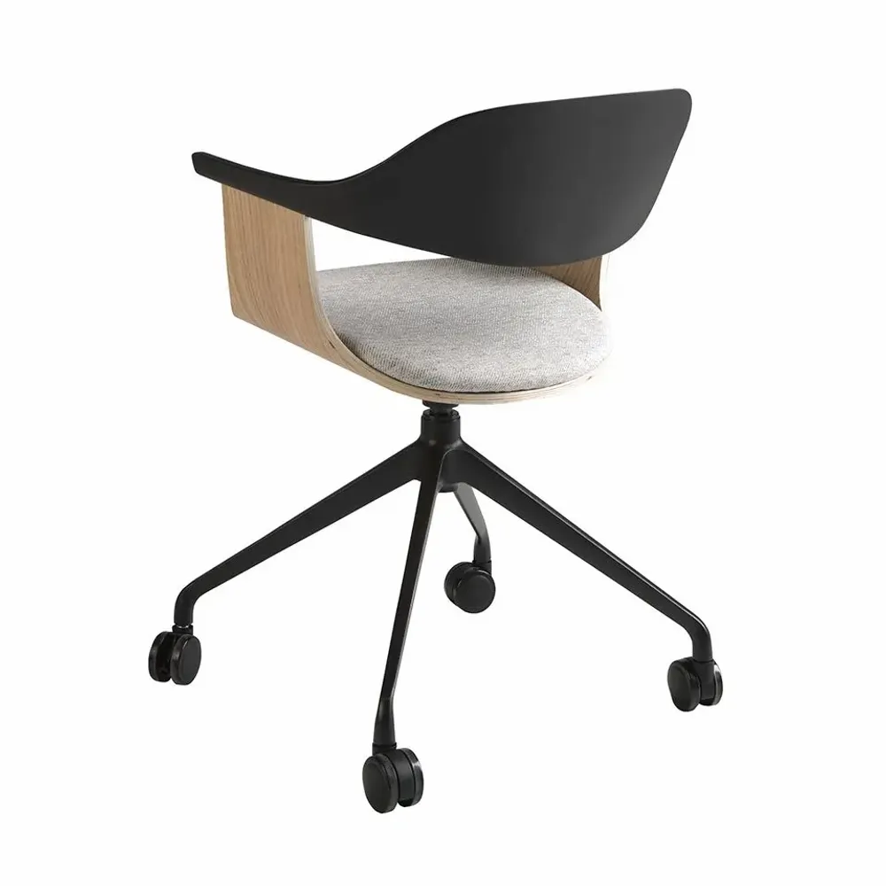 Mobilier et rangements pour bureau - Chaise de bureau pivotante en tissu gris clair et pvc noir - ANGEL CERDÁ