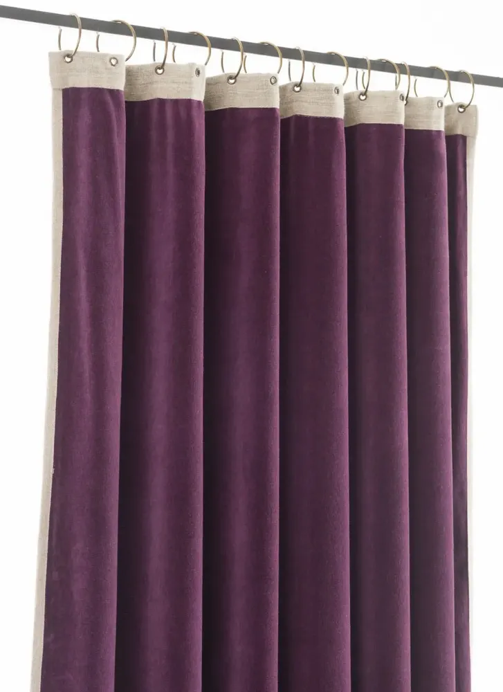 Curtains and window coverings - MEDICIS cotton velvet blackout curtain 130x280cm VIOLET - EN FIL D'INDIENNE...
